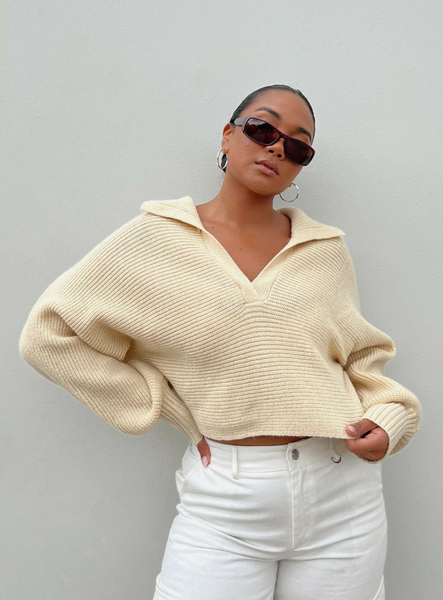 Jumpers * | Princess Polly Quinten Sweater Cream