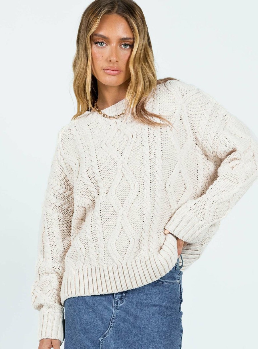 Jumpers * | Princess Polly Anaya Oversized Sweater Beige