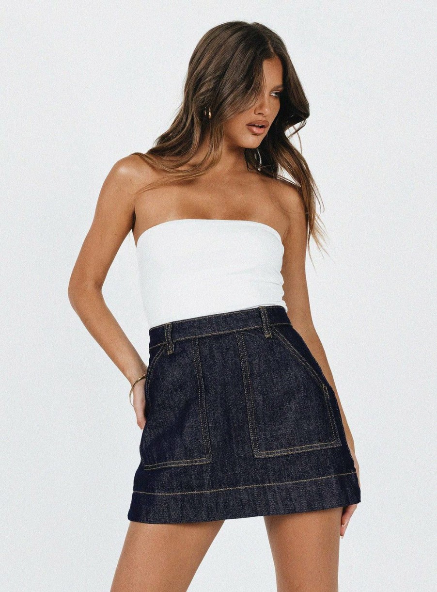 Mini Skirts * | Princess Polly Hughes Mini Skirt Dark Wash Denim