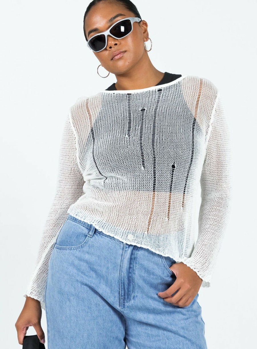 Jumpers * | Princess Polly Sweeney Knit Sweater White