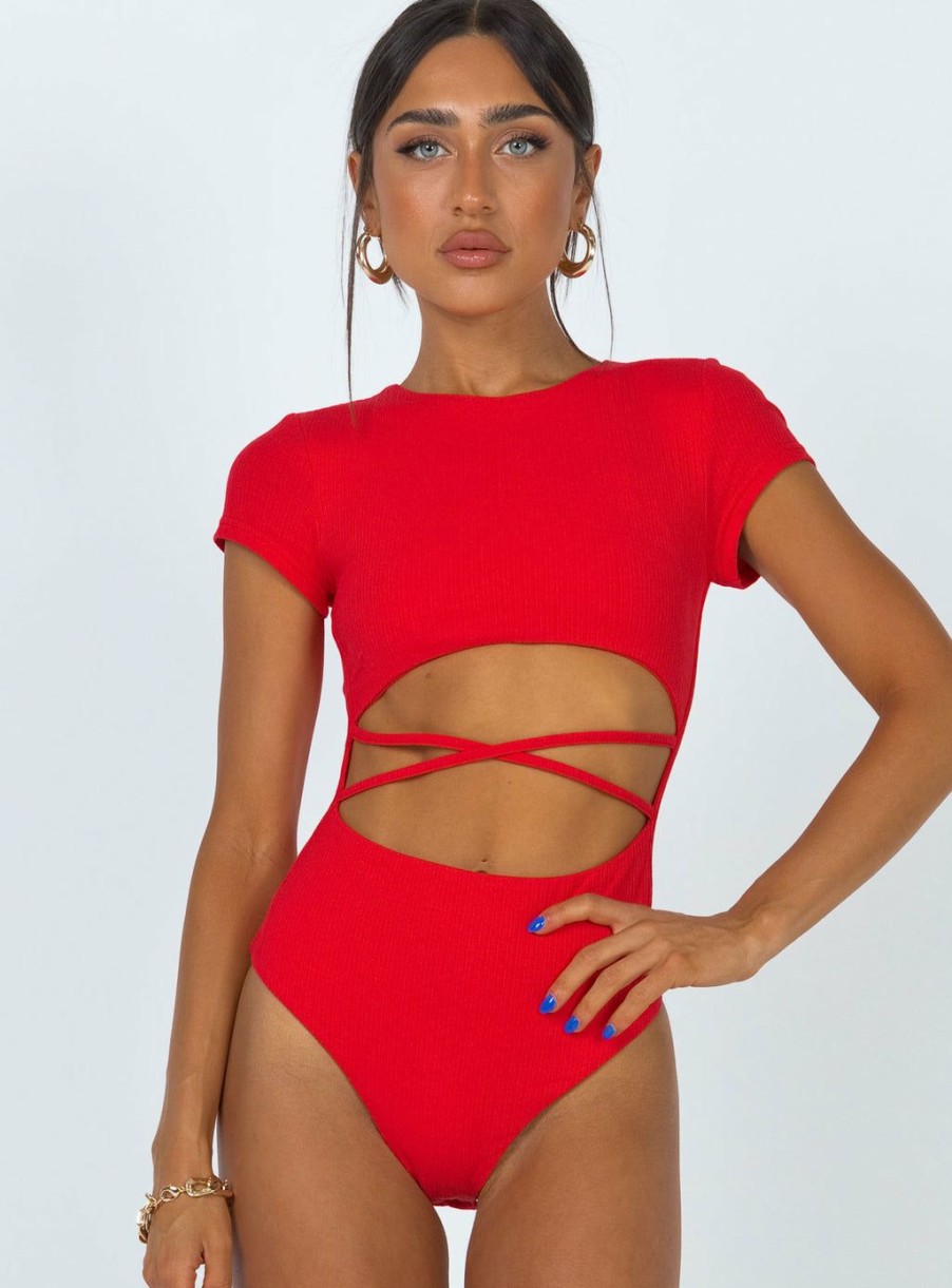 Bodysuits * | Princess Polly Nicola Bodysuit Red