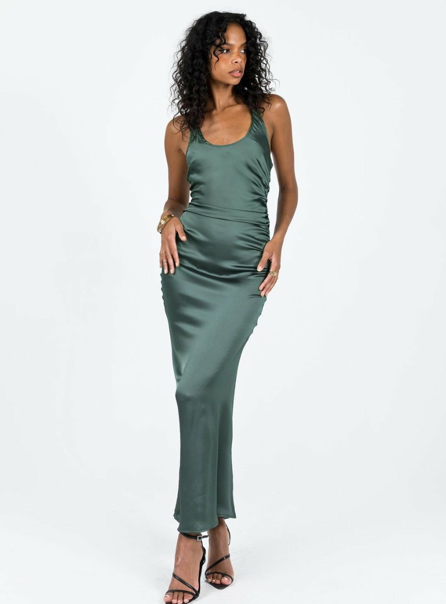 Maxi & Midi Dresses * | Princess Polly Lower Impact Kodiak Halter Maxi Dress Green