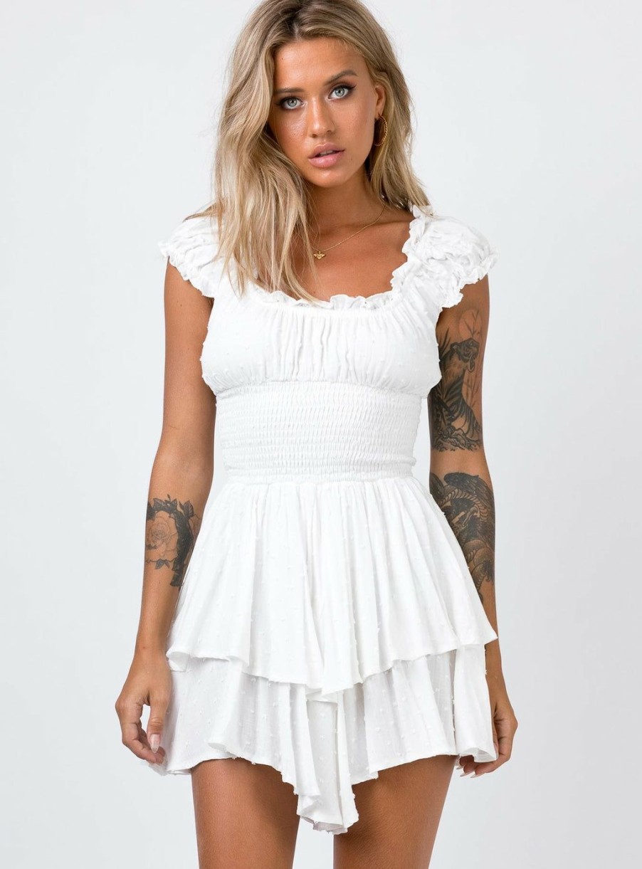 Playsuits * | Princess Polly Lower Impact The Love Galore Romper White Eco