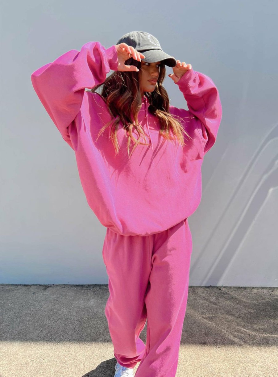 Jumpers * | Princess Polly Lower Impact Ritu Oversized Hoodie Pink