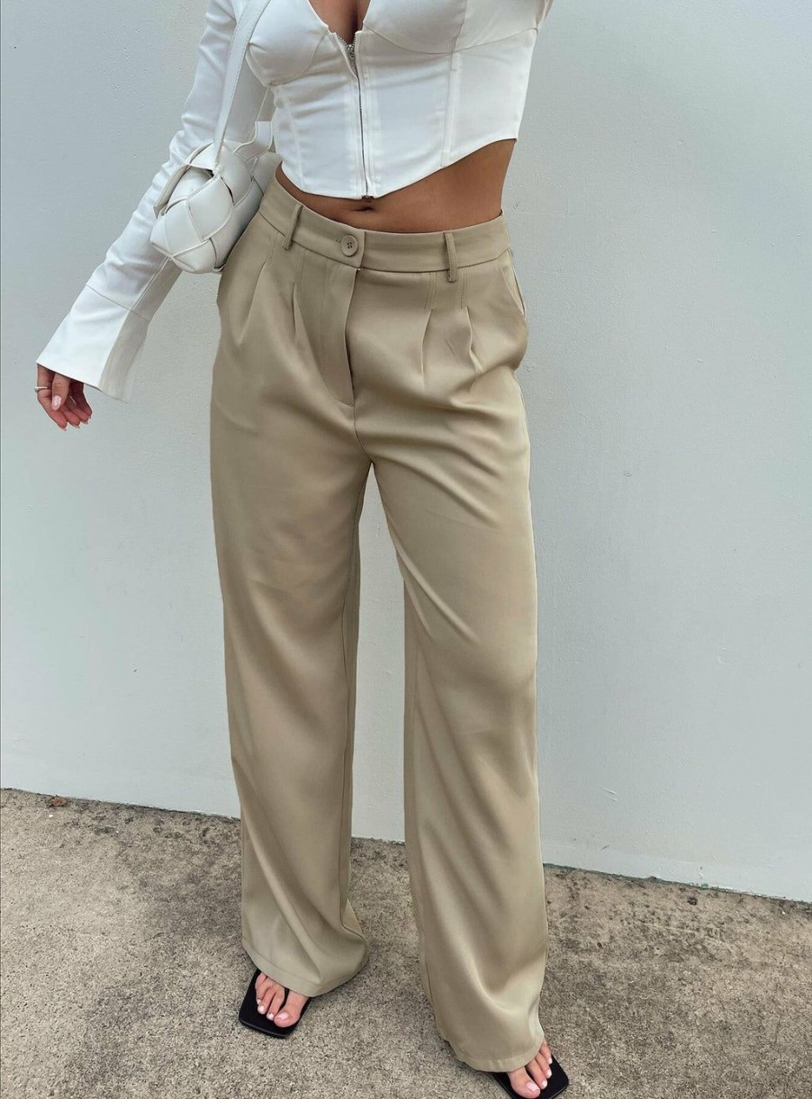 Pants * | Princess Polly Lower Impact Archer Pants Taupe