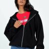 Jumpers * | Princess Polly Lower Impact Calder Zip Hoodie Black