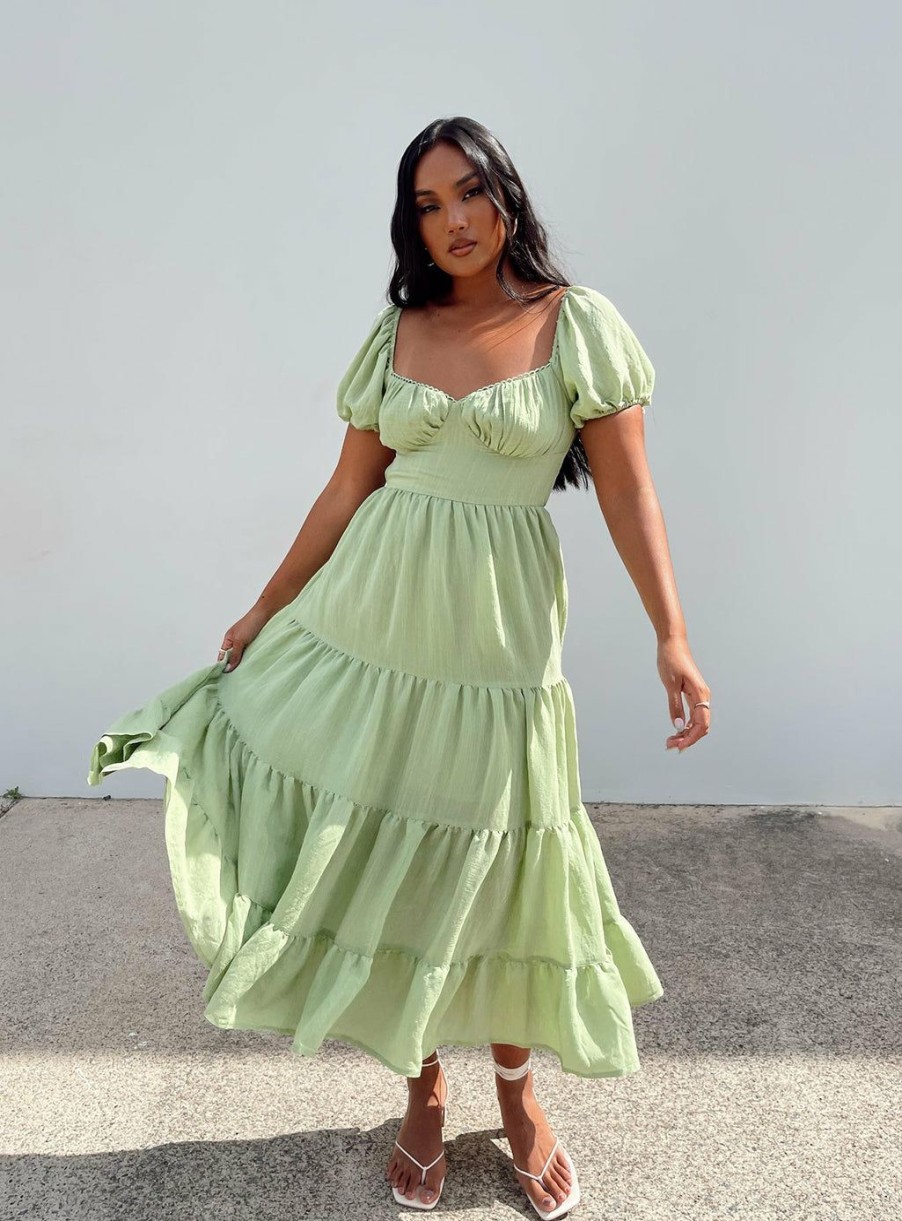 Maxi & Midi Dresses * | Princess Polly Danny Midi Dress Green