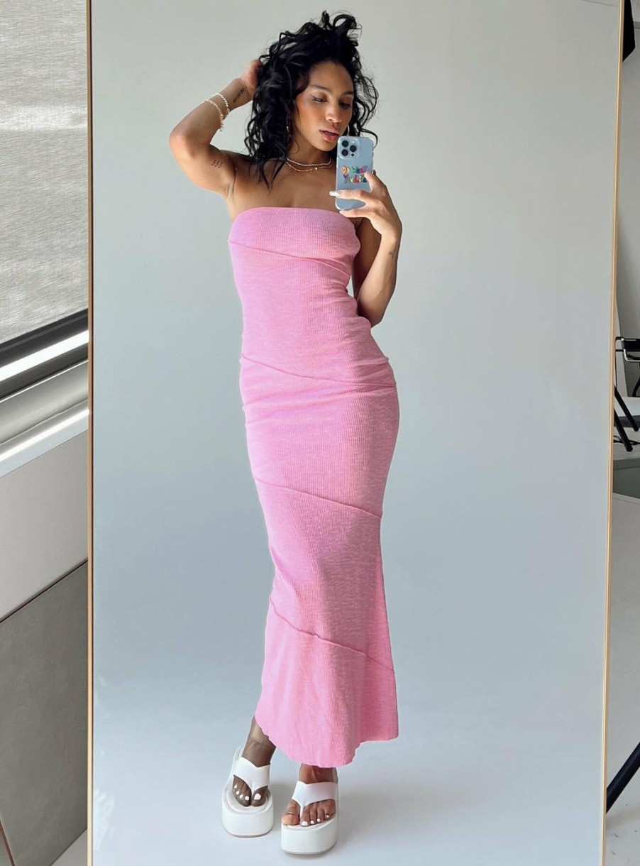 Maxi & Midi Dresses * | Princess Polly Oscar Midi Dress Pink