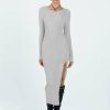 Maxi & Midi Dresses * | Princess Polly Lower Impact Fitro Long Sleeve Maxi Dress Grey