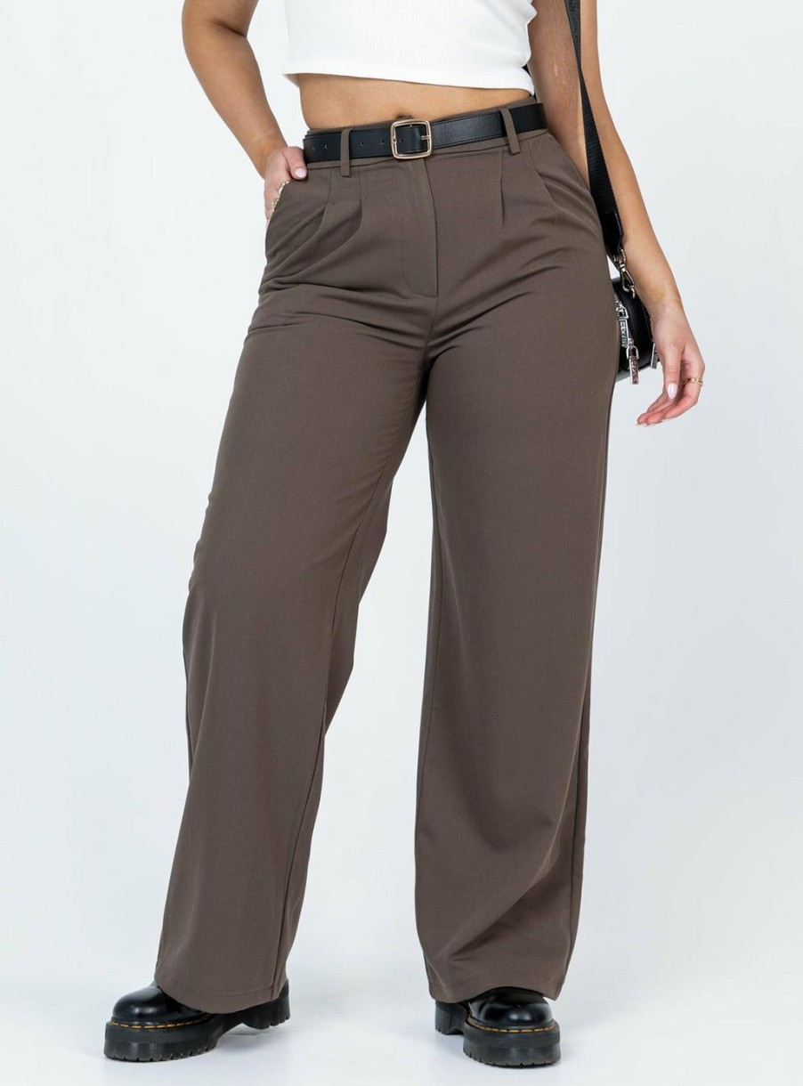 Pants * | Princess Polly Archer Pants Dark Brown