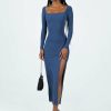 Maxi & Midi Dresses * | Princess Polly Lower Impact Hayward Long Sleeve Midi Dress Blue