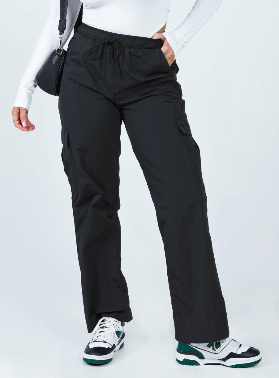 Pants * | Princess Polly Flossie Parachute Pants Black