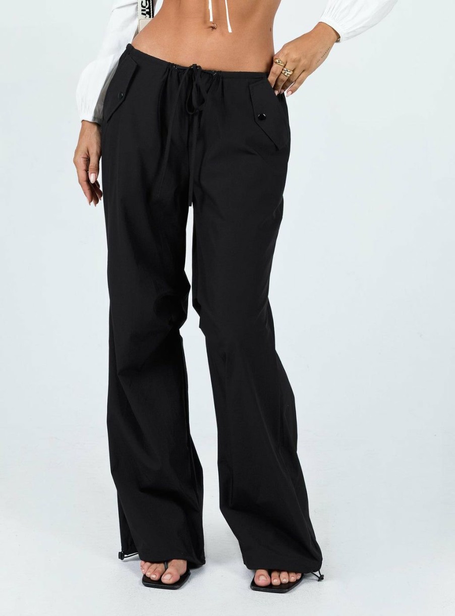 Pants * | Princess Polly Snow Parachute Pants Black