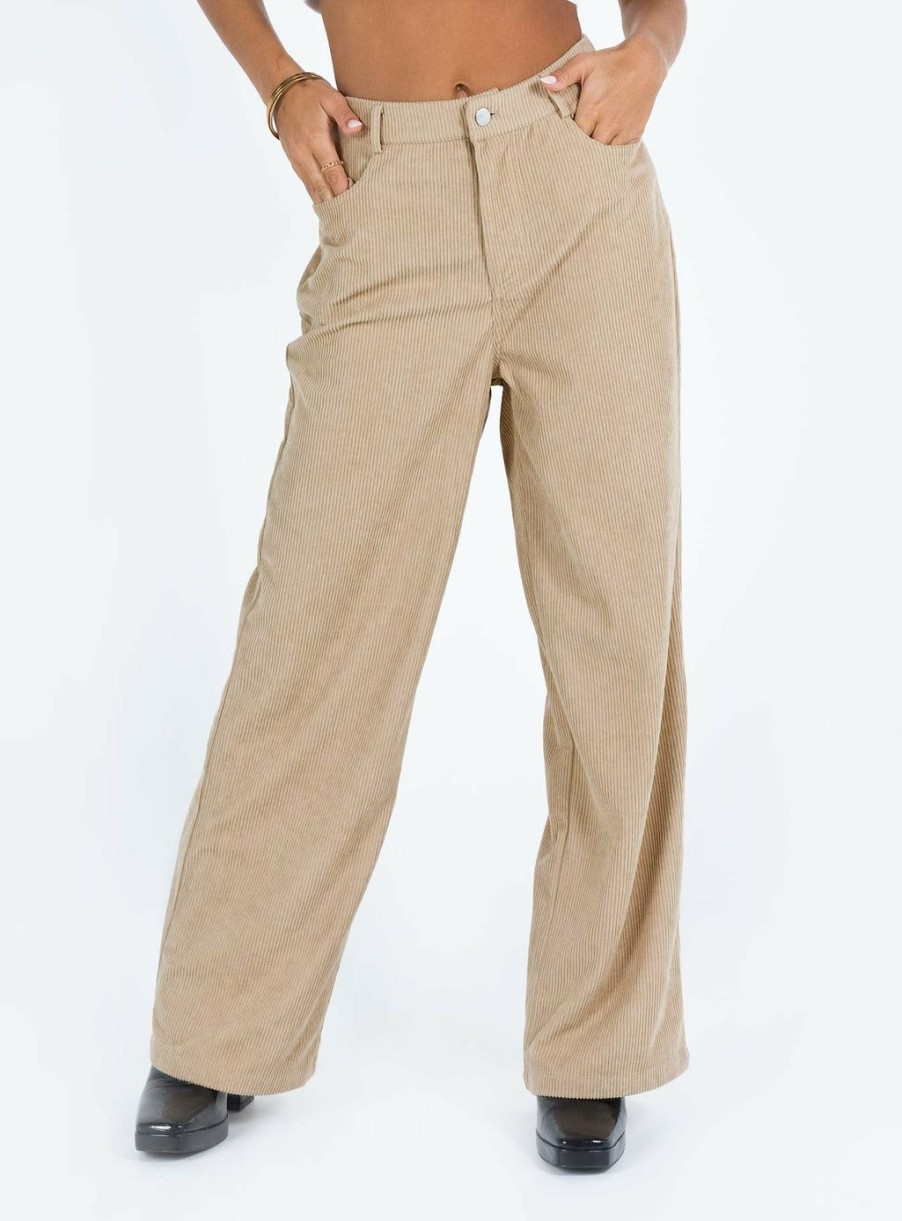 Pants * | Princess Polly Frannie Corduroy Pants Cream