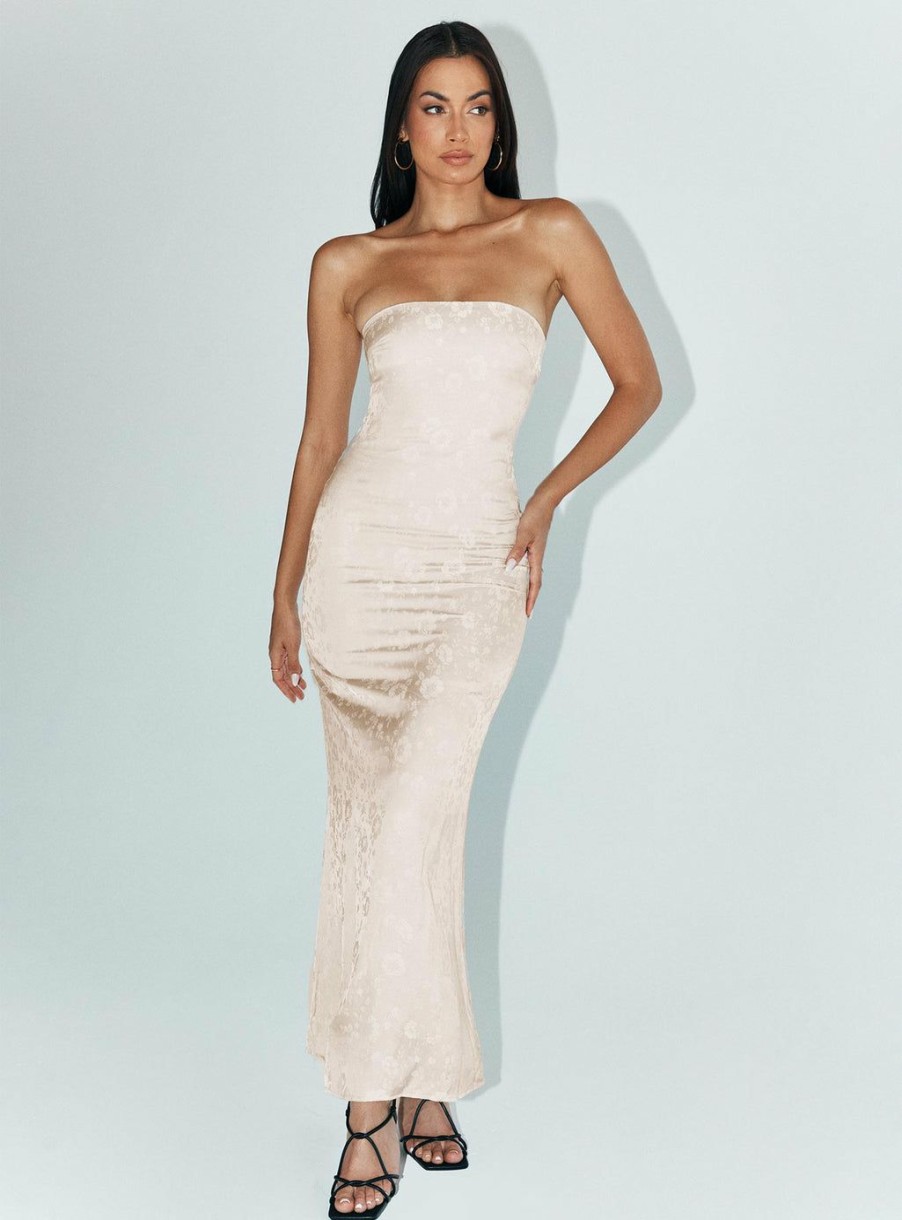 Maxi & Midi Dresses * | Princess Polly Salvin Strapless Maxi Dress Champagne