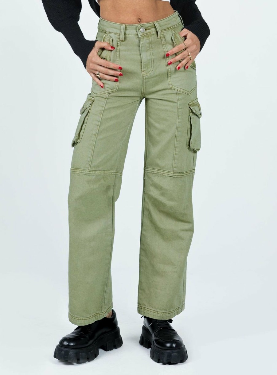 Pants * | Princess Polly Lower Impact Oswell Cargo Pants Green