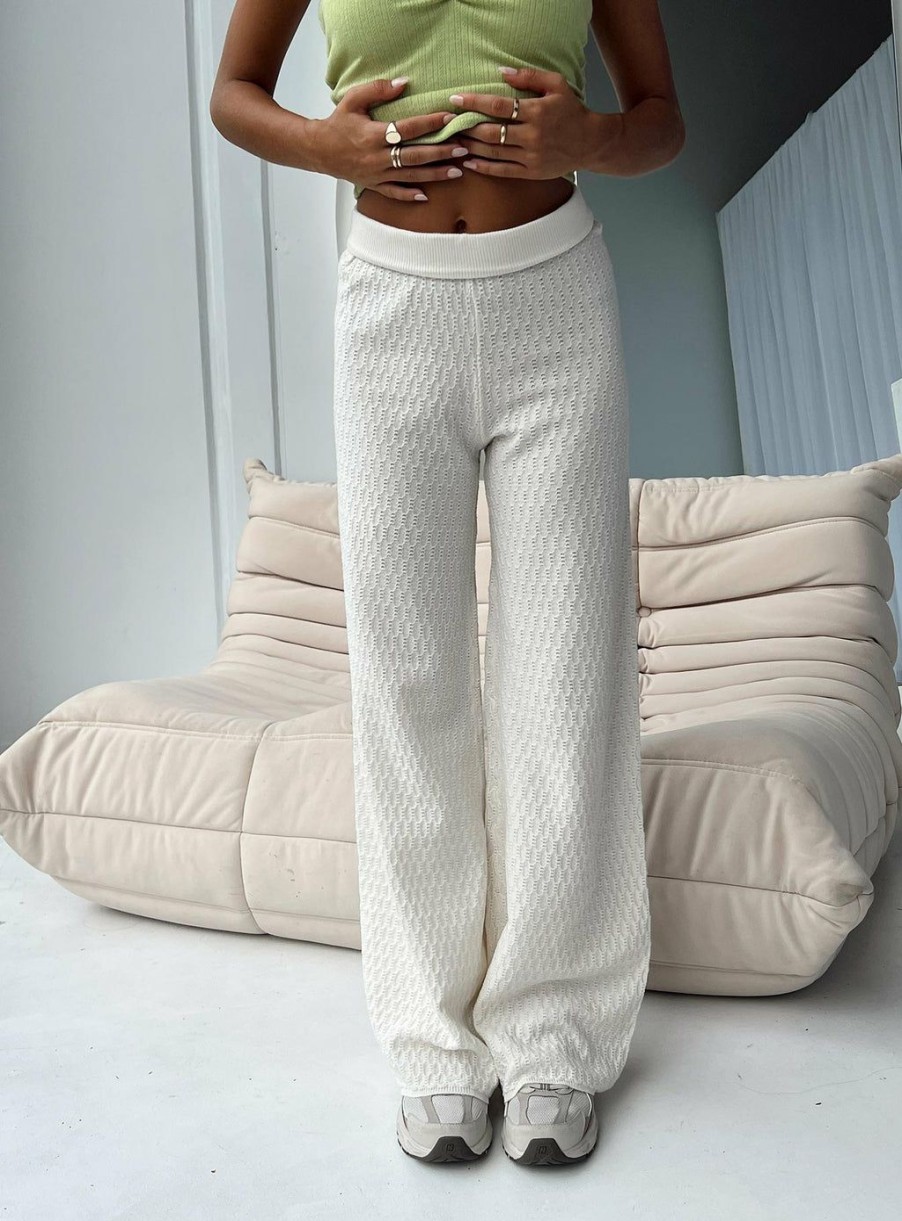 Pants * | Princess Polly Lower Impact Omari Knit Pants White