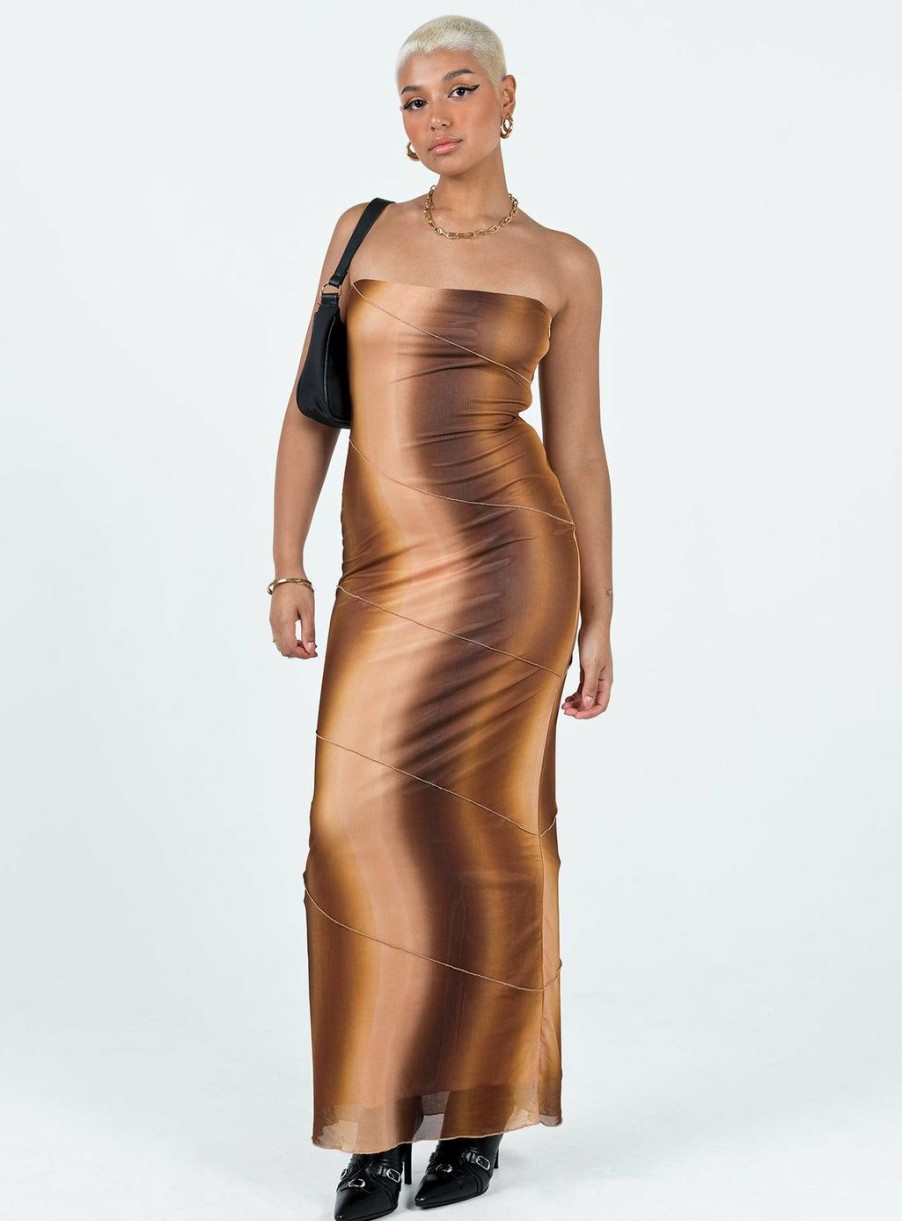 Maxi & Midi Dresses * | Princess Polly Luela Maxi Dress Brown