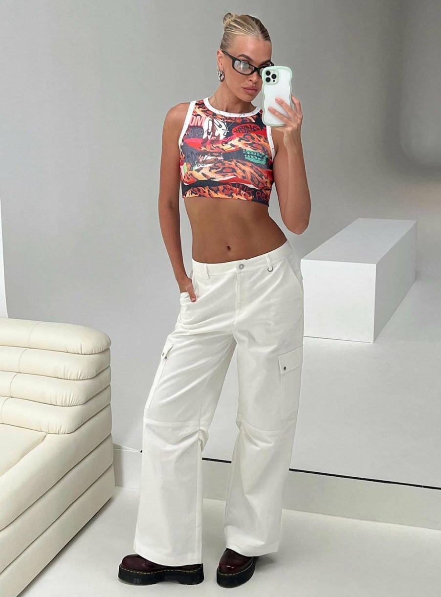 Pants * | Princess Polly Tall Fallout Mid Rise Cargo Pants White Tall