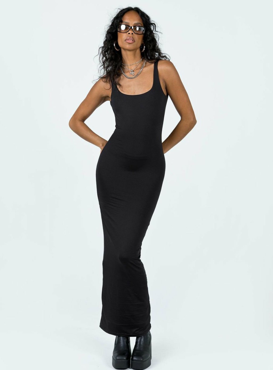 Maxi & Midi Dresses * | Princess Polly Lower Impact Castling Maxi Dress Black