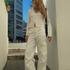 Pants * | Princess Polly Fallout Mid Rise Cargo Pants White