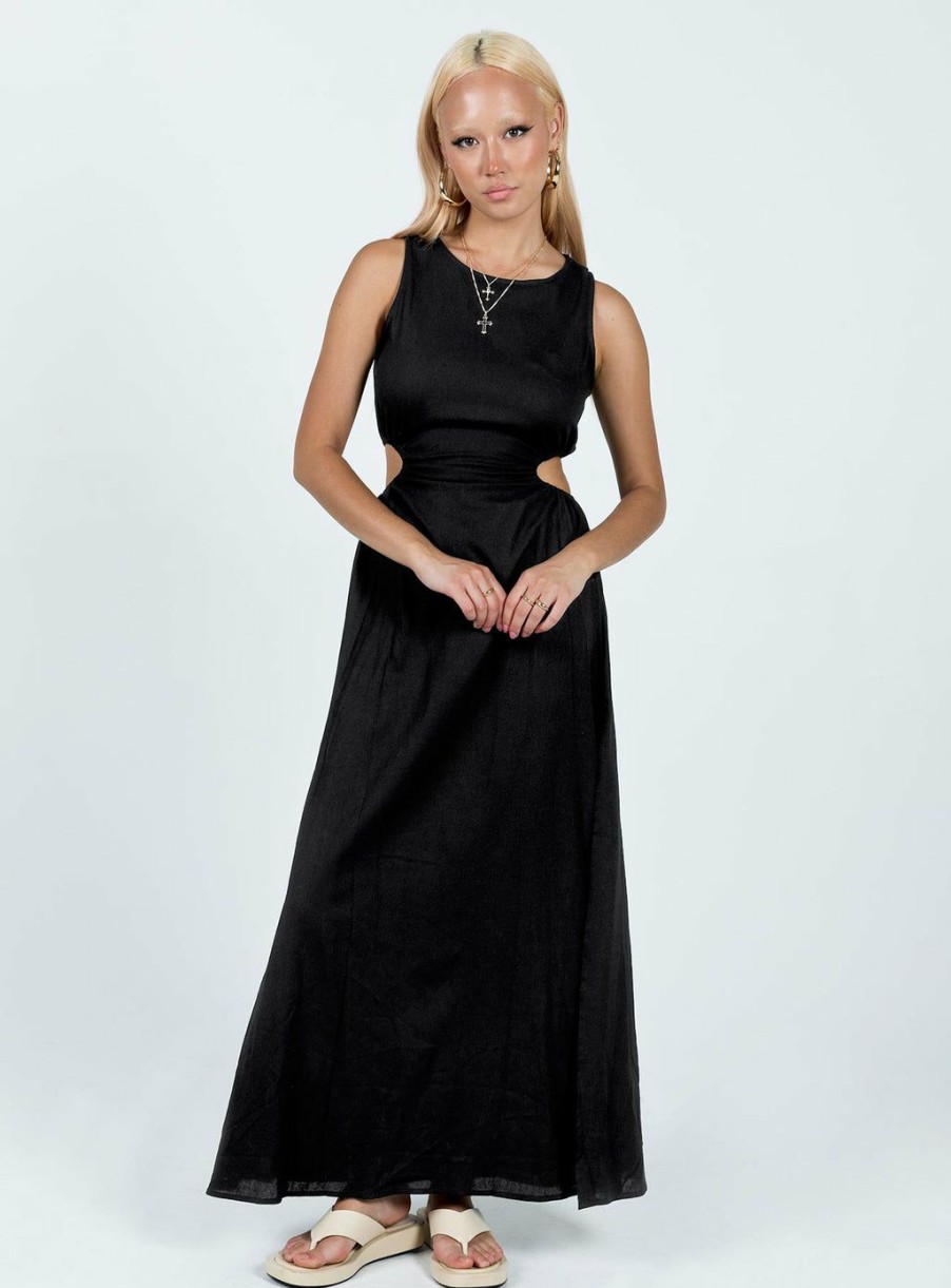 Maxi & Midi Dresses * | Princess Polly Lonso Midi Dress Black