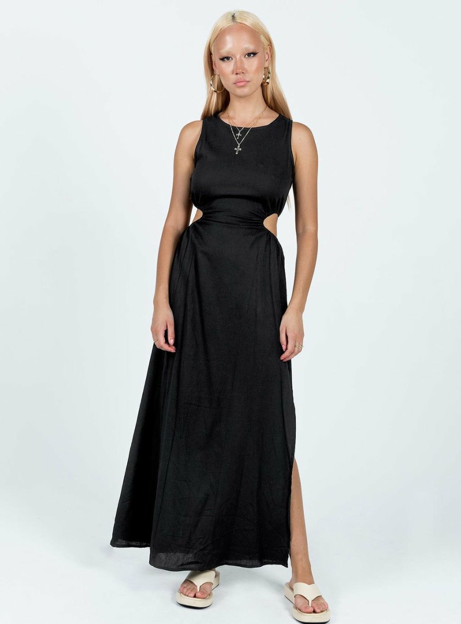 Maxi & Midi Dresses * | Princess Polly Lonso Midi Dress Black