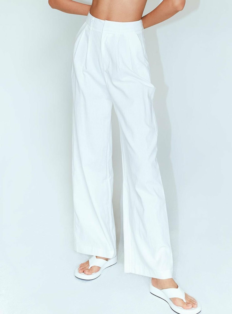 Pants * | Princess Polly Ayla Linen Pants White