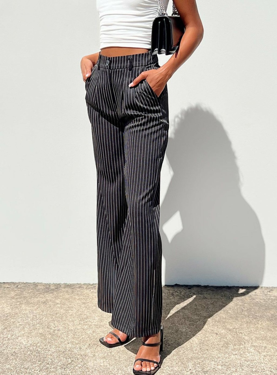 Pants * | Princess Polly Archer Pants Pinstripe Black