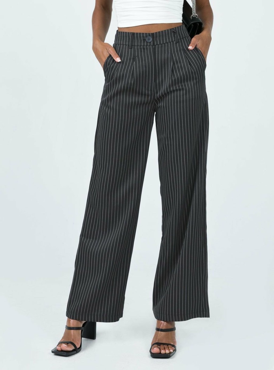 Pants * | Princess Polly Archer Pants Pinstripe Black