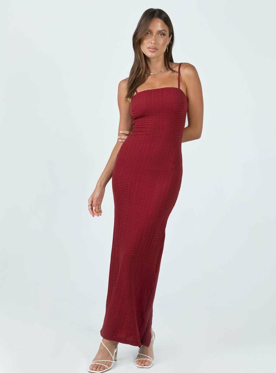 Maxi & Midi Dresses * | Princess Polly Buella Midi Dress Burgundy