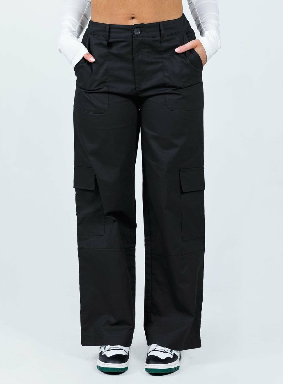 Pants * | Princess Polly Luna Mid Rise Cargo Pants Black