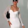 Mini Dresses * | Princess Polly Lower Impact Flavelle Long Sleeve Mini Dress White