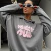 Jumpers * | Princess Polly Lower Impact Princess Polly Hooded Sweater Bubble Text Charcoal / Pink