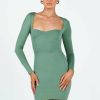 Mini Dresses * | Princess Polly Lower Impact Brewer Long Sleeve Mini Dress Green