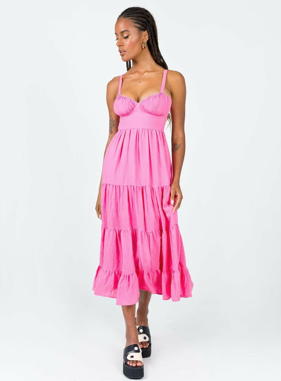 Maxi & Midi Dresses * | Princess Polly Joella Midi Dress Pink