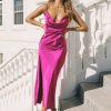 Maxi & Midi Dresses * | Lioness Walk The Line Midi Dress Magenta