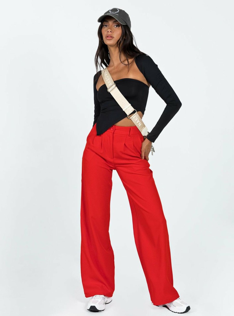 Pants * | Princess Polly Lower Impact Archer Pants Red