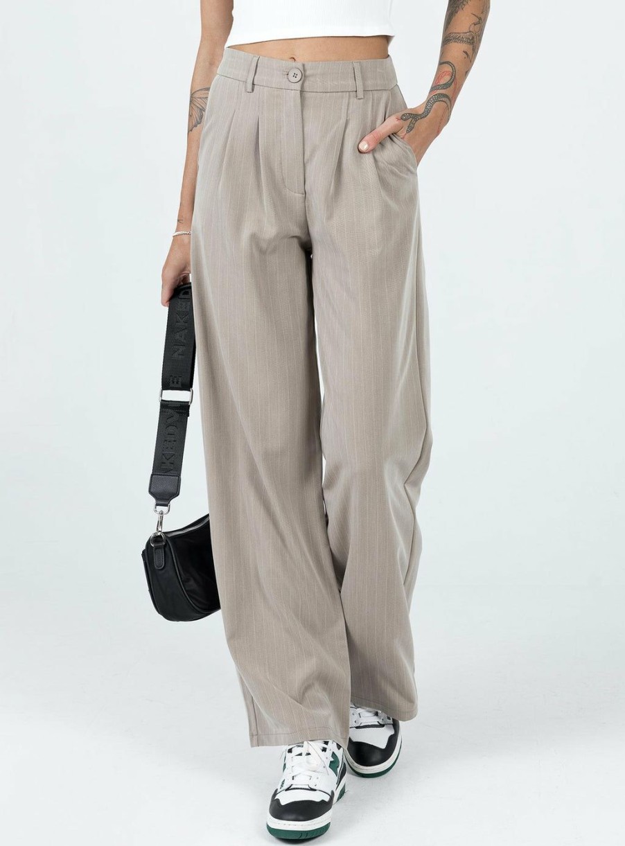 Pants * | Princess Polly Archer Pants Pinstripe Beige