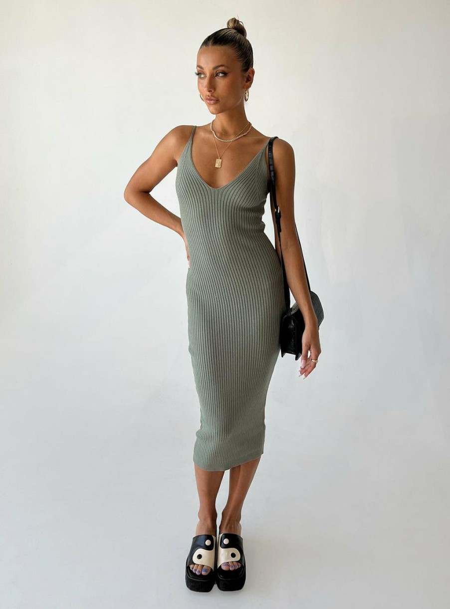 Maxi & Midi Dresses * | Princess Polly Oxford Midi Dress Green