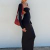 Maxi & Midi Dresses * | Princess Polly Lower Impact Dorado Long Sleeve Midi Dress Black