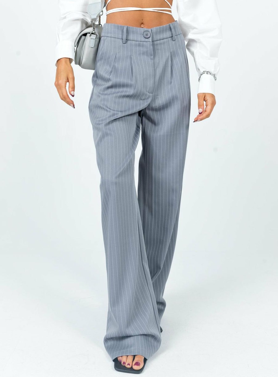 Pants * | Princess Polly Petite Archer Pants Pinstripe Grey Petite